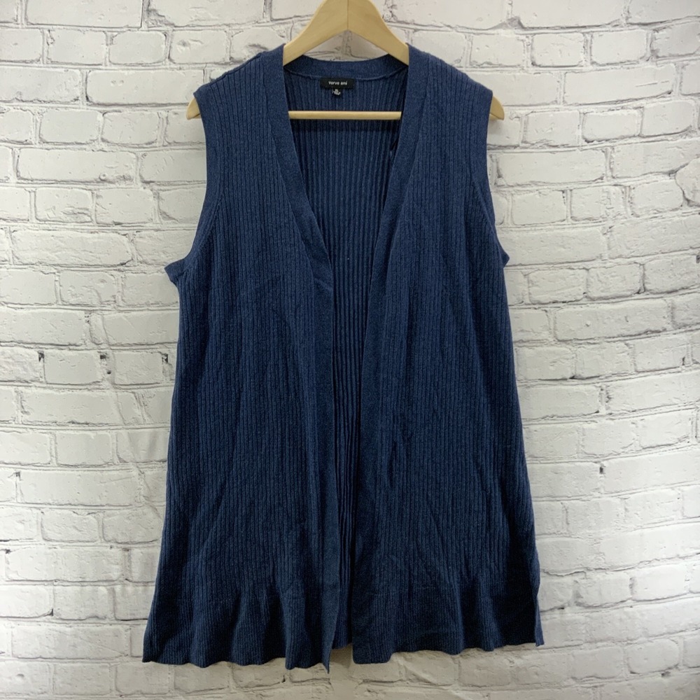 Verve Ami Sweater Vest Womens Sz‎ XL Blue Duster